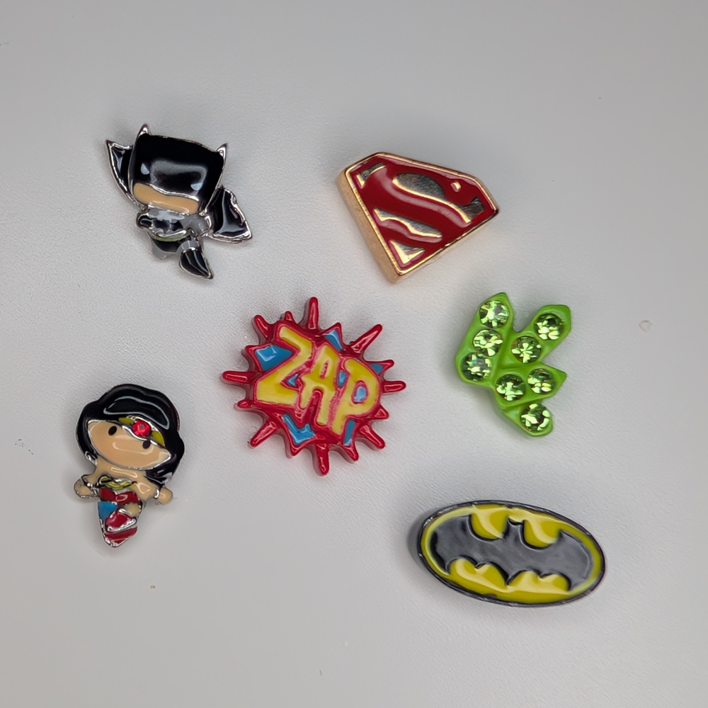 Origami Owl Superhero Charms Set - Batman, Super Woman, Superman, Kryptonite